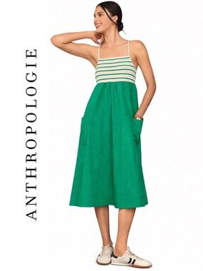 Anthropologie Square-Neck A-Line Midi Dress